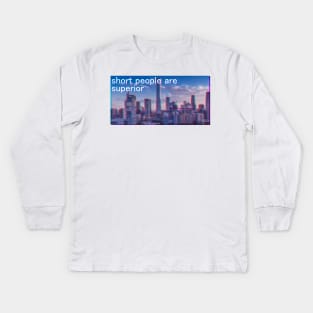 Short People are Superior Glitched Kids Long Sleeve T-Shirt